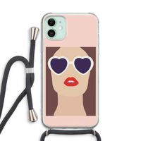 Red lips: iPhone 11 Transparant Hoesje met koord