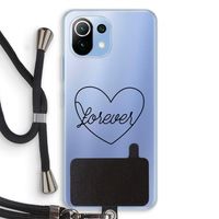 Forever heart black: Xiaomi Mi 11 Lite Transparant Hoesje met koord