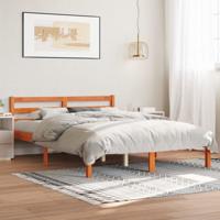 Bedframe zonder matras massief grenenhout wasbruin 135x190 cm