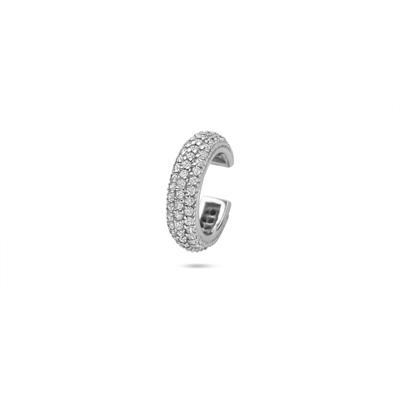 Gerhodineerd 925 zilveren ear cuff 13 mm met zirkonia - Oormanchet