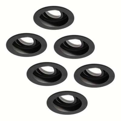 Set van 6 Laredo LED inbouwspots - GU10 5 Watt 400 lumen - 6400K daglicht wit - Dimbaar - verzonken - Rond - Kantelbaar - IP20 Voor binnen - Zwart