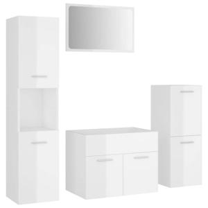 The Living Store Badkamermeubelset - Hoogglans wit - Spiegel - wastafelkast - lage kast - hoge kast - 60x38.5x46 cm