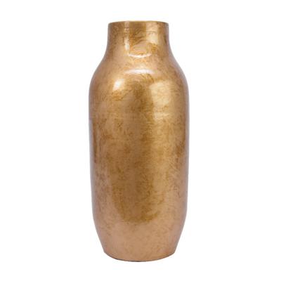 Decoris Design Bloemenvaas Terracotta - goud - 22 x 50 cm - unieke glazuurlook