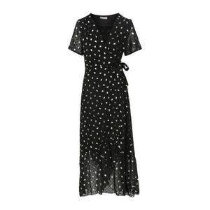 Cassis semi-transparante maxi wikkeljurk met stippen en glitters zwart