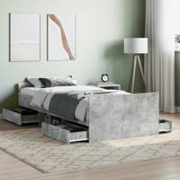 Bedframe met hoofd- en voeteneinde betongrijs 100x200 cm