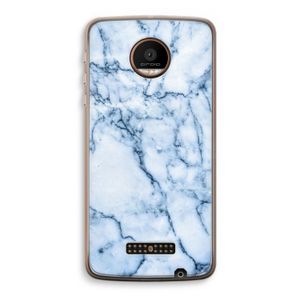 Blauw marmer: Motorola Moto Z Force Transparant Hoesje