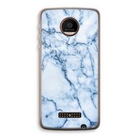 Blauw marmer: Motorola Moto Z Force Transparant Hoesje
