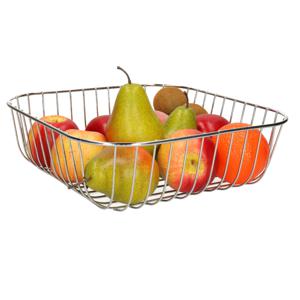 Kinvara Fruitschaal/fruitmand Royal metall - draad metaal - D30 x H9 cm - zilver - vierkant   -