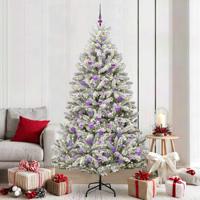 Kunstkerstboom met 300 LED Groen en Wit 210 cm PVC en Metaal
