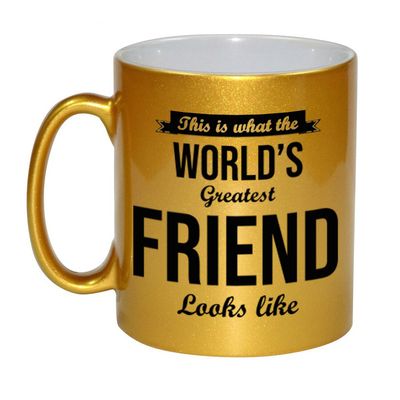 Gouden Worlds Greatest Friend cadeau koffiemok / theebeker 330 ml Gouden Worlds Greatest Friend cadeau koffiemok / theebeker 330 ml