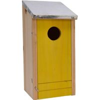 Houten vogelhuisje/nestkastje gele voorzijde 26 cm - thumbnail