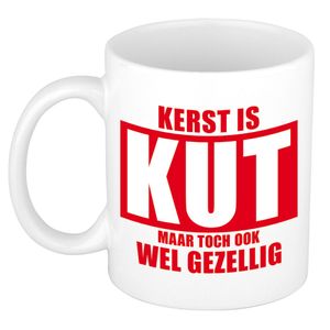 Grappige Kerst cadeau mok/beker - Kerst is kut - wit