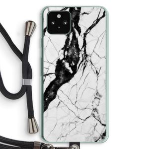 Witte marmer 2: Pixel 5a 5G Transparant Hoesje met koord