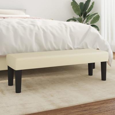 Bankje 100x30x30 cm kunstleer crmekleurig