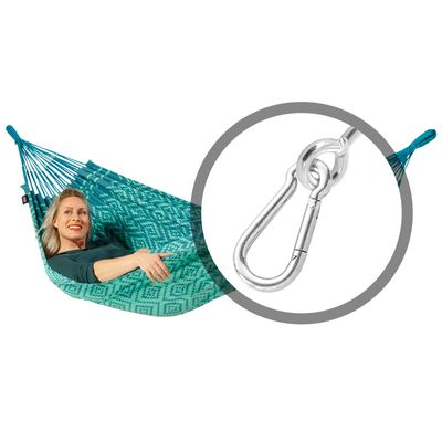 Eenpersoons hangmat met bevestiging - 300x140cm - Groen - 120kg draagkracht- 100% katoen - binnen & buiten