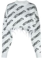 VETEMENTS pull en maille intarsia à bords francs - Argent