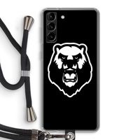 Angry Bear (black): Samsung Galaxy S21 Plus Transparant Hoesje met koord