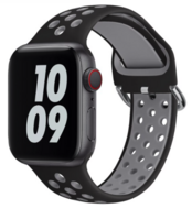 Siliconen sportband met gesp - Zwart + Grijs - Geschikt voor Apple Watch 42mm / 44mm / 45mm / 49mm