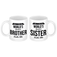Worlds Greatest Brother en Sister mok - Cadeau beker set voor Broer en Zus
