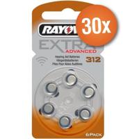 Voordeelpak Rayovac gehoorapparaat batterijen - Type 312 (bruin) - 30 x 6 stuks + gratis batterijtester