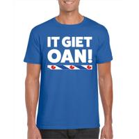 Blauw t-shirt Friesland - It Giet Oan - elfstedentocht - heren - Fryslan - korte mouwen