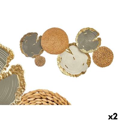 Wanddecoratie Gift Decor Wit Bruin Grijs Metaal 89,5 x 5,1 x 48,3 cm (2 Stuks)