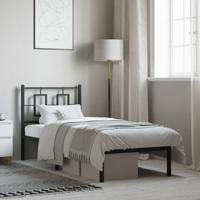 Bedframe met hoofdbord metaal zwart 80x200 cm - thumbnail