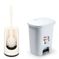 Plasticforte Toilet accessoires set - WC-borstel/pedaalemmer 8L - wit - Toiletaccessoireset - thumbnail