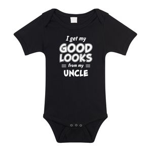 I get my good looks from my uncle cadeau romper / rompertje zwart kraamcadeau voor baby 92 (18-24 maanden)  -