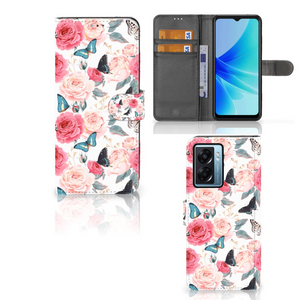 OPPO A77 5G | A57 5G Hoesje Butterfly Roses