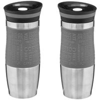 2x stuks Thermosbeker/isolatie/warmhoud - Koffiebeker - grijs - 350 ml - thumbnail