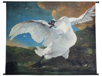 Wall Hanging Swan Velvet White 146x110cm - HD Collection - thumbnail