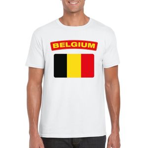 T-shirt met Belgische vlag wit heren