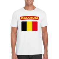 T-shirt met Belgische vlag wit heren