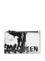 Alexander McQueen porte-cartes en cuir à logo imprimé - Noir