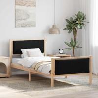 Bedframe met hoofdeinde Zwart 90 x 190 cm Stof Bedframe met hoofdeinde Zwart 90 x 190 cm Stof