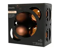 Decoris kerstballenset plastic d10cm 4st espresso