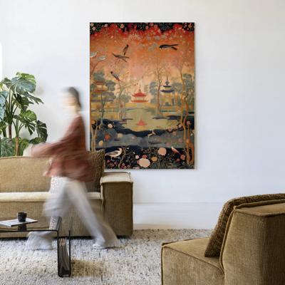 Urban Cotton Wandkleed 'Oriental Night' 110 x 145cm in Frame - black