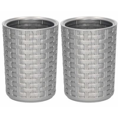 2x Tandenborstel/tandpasta houders zilver geweven 14 cm