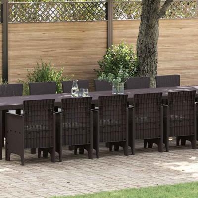 17-delige Tuinset met kussens poly rattan bruin