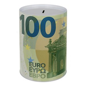 Spaarpot van 100 Euro biljet - metaal - 22 x 15 cm - Sparen voor kind/volwassenen