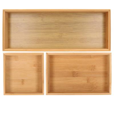 Lade bakjes organiseer set - 3x delig - bamboe hout - opbergsysteem - 38 x 33 cm Lade bakjes organiseer set - 3x delig - bamboe hout - opbergsysteem - 38 x 33 cm