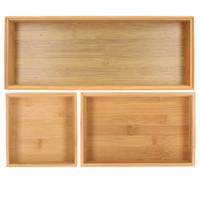 Lade bakjes organiseer set - 3x delig - bamboe hout - opbergsysteem - 38 x 33 cm