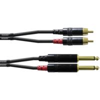 Cordial CFU1,5PC Audio Adapterkabel [2x Jackplug male 6,3 mm - 2x Cinch-stekker] 1.50 m Zwart - thumbnail