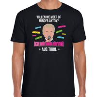 Apres ski t-shirt voor heren - meer of minder Anton - zwart - wintersport - Wilders - politiek