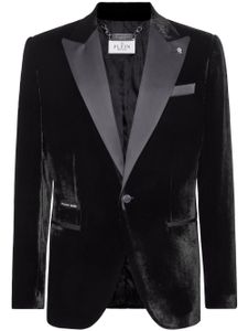 Philipp Plein blazer en velours à simple boutonnage - Noir