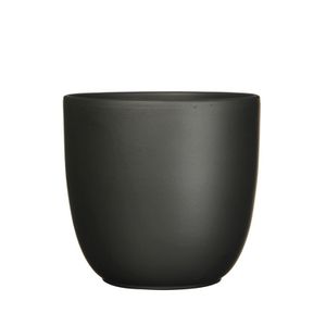 Plantenpot/bloempot Tusca - Zwart - keramiek - mat - D12/H11 cm