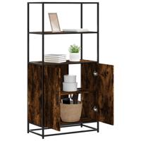 Hoge kast 68x35x139cm bewerkt hout en metaal gerookt eikenkleur