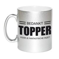 Collega cadeau koffiemok - beker - Bedankt Topper - voor je fantastische inzet - zilver