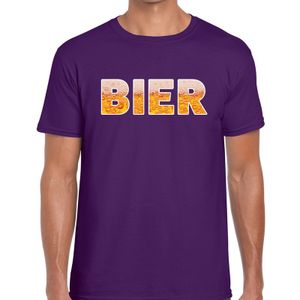 Bier tekst t-shirt paars heren